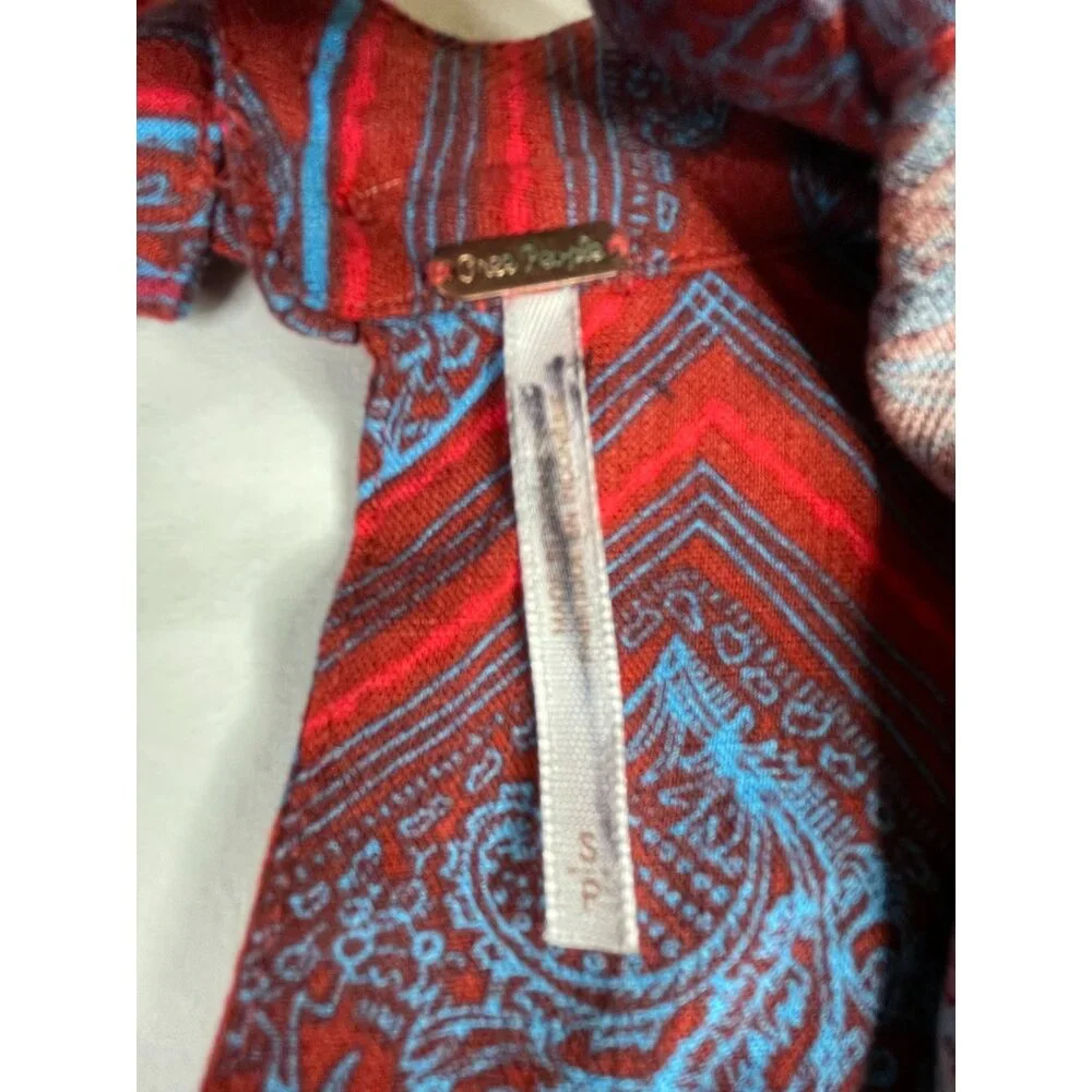 Free‎ People Walking on a Dream Keyhole Tunic Top size Small Red/Blue